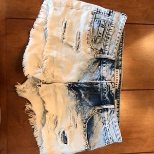 Tie dye denim shorts